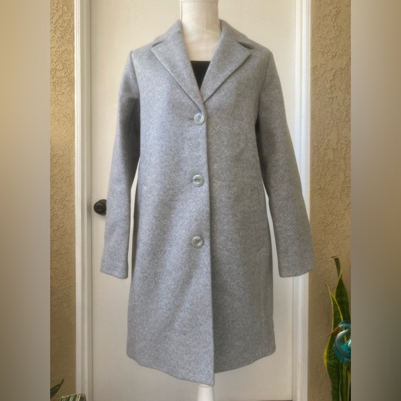 nwt gap wool blend pea coat grey nwt dress coat - Picture 2 of 11